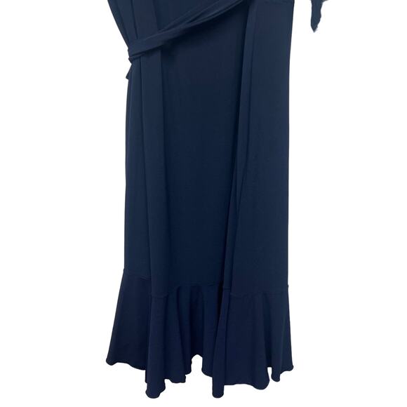 Kiyonna Womens True Wrap Dress 14/16 Midi Stretch Ruffle Hem Party Event Evening - Picture 10 of 14